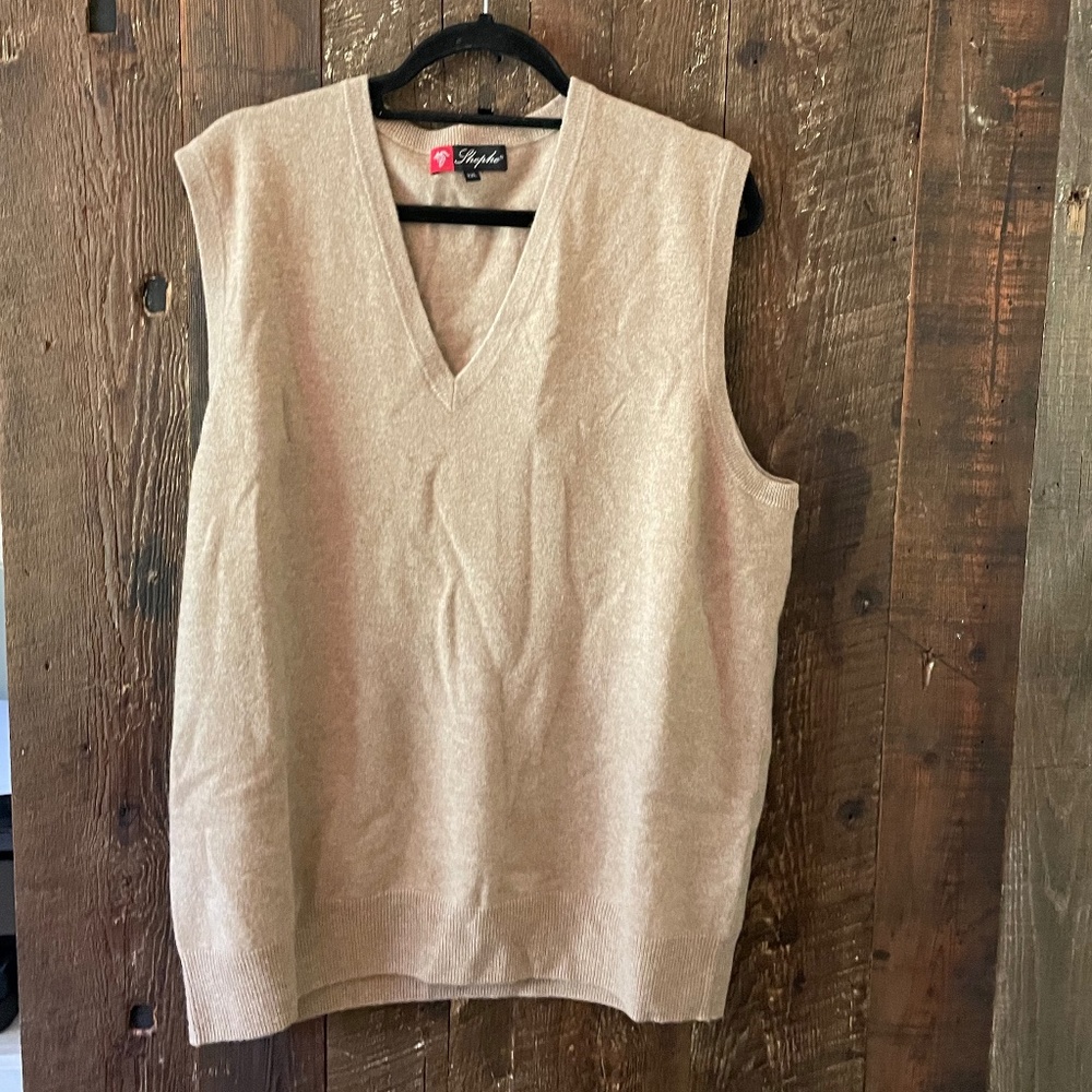 Shephe Mens 100% Cashmere Vest Beige XXL